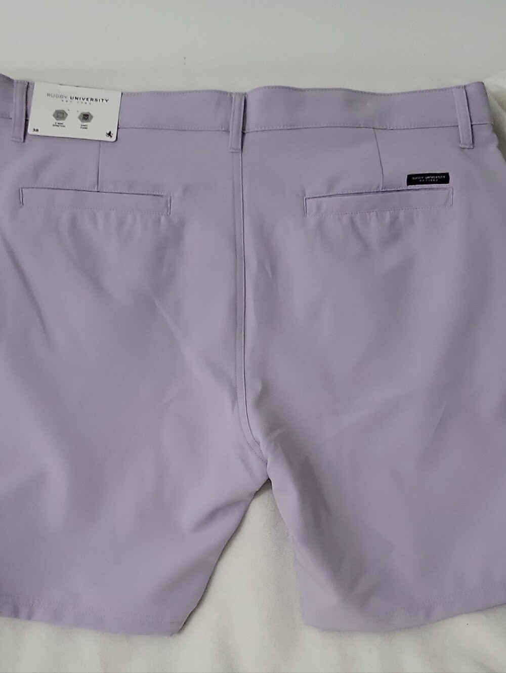 Rugby University Tech Shorts Purple 9" Inseam 2-Way Stretch Easy Care size 38 - Picture 7 of 16